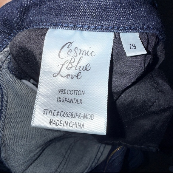 Cosmic Blue Love Women’s Dark Blue Flare Jeans Size 29 Stretch - Picture 7 of 8